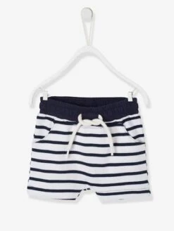 Bermuda Bébé Garçon En Molleton - Marine Grise Raye -Vertbaudet Soldes Boutique bermuda bebe garcon en molleton 19
