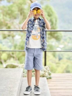 Bermuda Couleur Garçon En Toile - Vert Sapin -Vertbaudet Soldes Boutique bermuda couleur garcon en toile 26