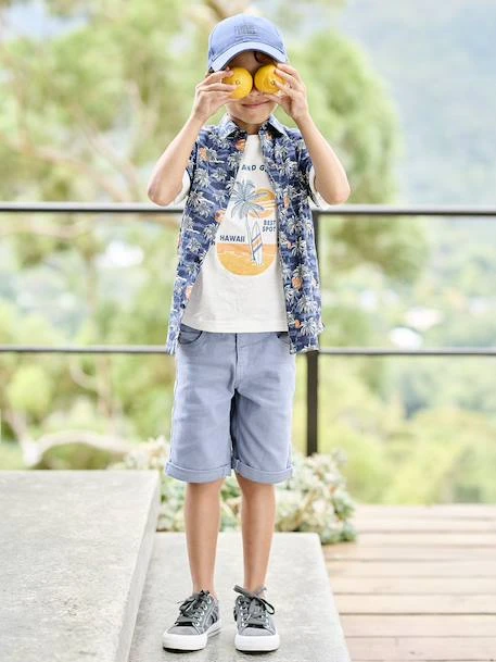 Bermuda Couleur Garçon En Toile - Bleu Grisé 7 Bermuda Couleur Garçon En Toile - Bleu Grisé – Image 7