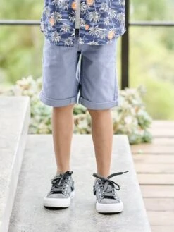 Bermuda Couleur Garçon En Toile - Corail -Vertbaudet Soldes Boutique bermuda couleur garcon en toile 87