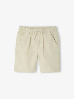 Bermuda En Coton/lin Garçon - Beige Chiné -Vertbaudet Soldes Boutique bermuda en cotonlin garcon 2