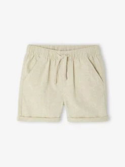 Bermuda En Coton/lin Garçon - Beige Chiné -Vertbaudet Soldes Boutique bermuda en cotonlin garcon 3