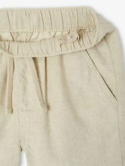 Bermuda En Coton/lin Garçon - Beige Chiné -Vertbaudet Soldes Boutique bermuda en cotonlin garcon 4