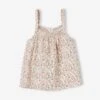Blouse à Bretelles En Gaze De Coton Fille - Blanc Imprimé -Vertbaudet Soldes Boutique blouse a bretelles en gaze de coton fille