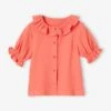 Blouse à Collerette En Gaze De Coton Fille - écru