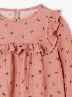 Blouse à Volant En Gaze De Coton Fille - écru -Vertbaudet Soldes Boutique blouse a volant en gaze de coton fille 10