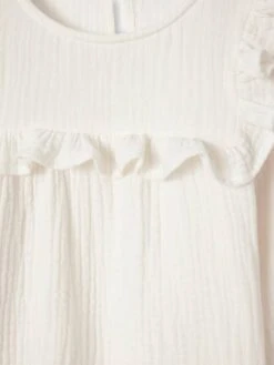 Blouse à Volant En Gaze De Coton Fille - écru -Vertbaudet Soldes Boutique blouse a volant en gaze de coton fille 14