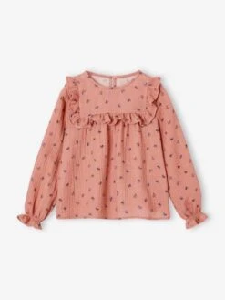 Blouse à Volant En Gaze De Coton Fille - Blush