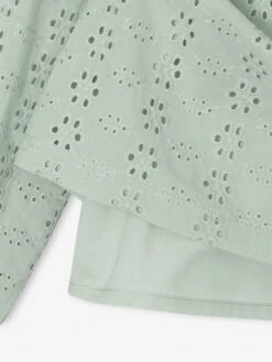 Blouse à Volants En Broderie Anglaise Fille - Vert Sauge -Vertbaudet Soldes Boutique blouse a volants en broderie anglaise fille 10