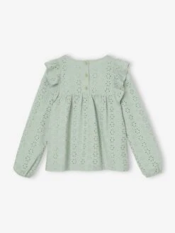 Blouse à Volants En Broderie Anglaise Fille - Vert Sauge -Vertbaudet Soldes Boutique blouse a volants en broderie anglaise fille 8