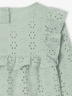 Blouse à Volants En Broderie Anglaise Fille - Vert Sauge -Vertbaudet Soldes Boutique blouse a volants en broderie anglaise fille 9