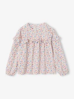 Blouse à Volants Imprimée Fleurs Fille - Marine -Vertbaudet Soldes Boutique blouse a volants imprimee fleurs fille 16