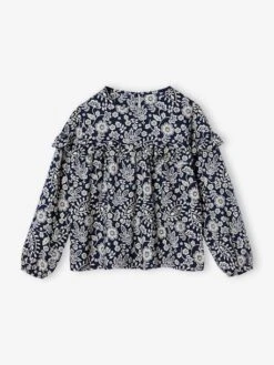 Blouse à Volants Imprimée Fleurs Fille - Marine -Vertbaudet Soldes Boutique blouse a volants imprimee fleurs fille 19