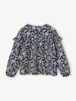 Blouse à Volants Imprimée Fleurs Fille - Marine -Vertbaudet Soldes Boutique blouse a volants imprimee fleurs fille 20