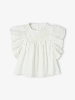 Blouse Brodée à Volants Fille - écru 8 Blouse Brodée à Volants Fille - écru -Vertbaudet Soldes Boutique blouse brodee a volants fille 1