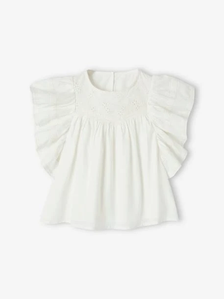 Blouse Brodée à Volants Fille - écru 2 Blouse Brodée à Volants Fille - écru – Image 2