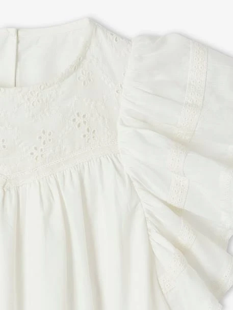 Blouse Brodée à Volants Fille - écru 4 Blouse Brodée à Volants Fille - écru – Image 4