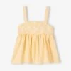 Blouse Brodée En Gaze De Coton Fille - Jaune Pastel -Vertbaudet Soldes Boutique blouse brodee en gaze de coton fille