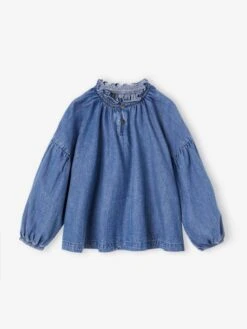 Blouse En Denim Léger Fille - Bleu Moyen
