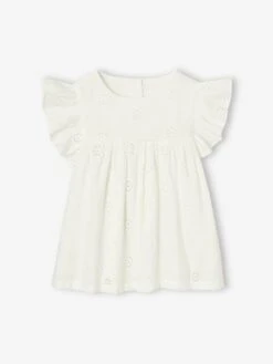 Blouse En Gaze De Coton Brodée Fille - Blanc