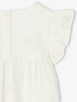 Blouse En Gaze De Coton Brodée Fille - Blanc -Vertbaudet Soldes Boutique blouse en gaze de coton brodee fille 3