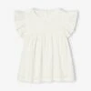 Blouse En Gaze De Coton Brodée Fille - Corail -Vertbaudet Soldes Boutique blouse en gaze de coton brodee fille 8