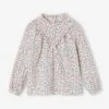 Blouse Fille à Volants Imprimée Fleurs - Olive