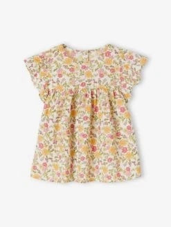 Blouse Imprimée Fille Manches Courtes à Volants - Rose Pâle -Vertbaudet Soldes Boutique blouse imprimee fille manches courtes a volants 25