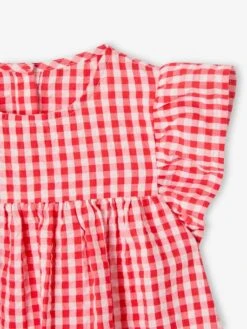 Blouse Imprimée Fille Manches Courtes à Volants - Orange Imprimé -Vertbaudet Soldes Boutique blouse imprimee fille manches courtes a volants 34