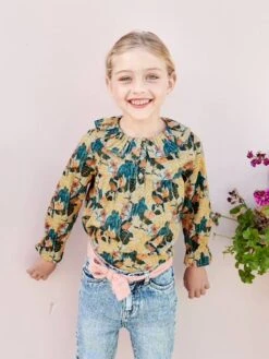 Blouse Imprimée Fleurs Fille - Vert D'eau