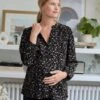 Blouse Imprimée Velours Côtelé Grossesse Et Allaitement - Noir
