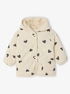 Blouson Matelassé Bébé Avec Capuche - Vanille