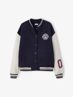 Blouson Teddy En Molleton Avec Détail Numéro Manche Fille - Marine