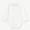 PETIT BATEAU Body Bébé à Col Brodé En Côtes - Blanc