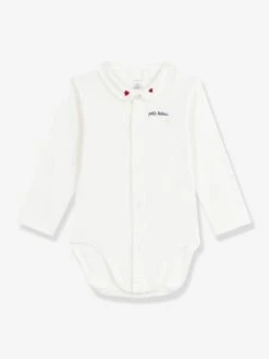 PETIT BATEAU Body Bébé Col Brodé - Rouge