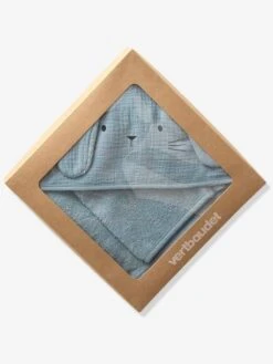 Cape De Bain Gaze De Coton + Gant De Toilette BIO* - Bleu -Vertbaudet Soldes Boutique cape de bain gaze de coton gant de toilette bio 3