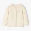 Cardigan Broderie Dorée Coeur Bébé - Ivoire