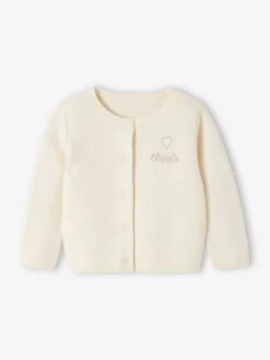 Cardigan Broderie Dorée Coeur Bébé - Ivoire -Vertbaudet Soldes Boutique cardigan broderie doree coeur bebe 17