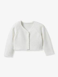Cyrillus Cardigan Court Fille - Coton Biologique- Collection Fêtes Et Mariages - écru