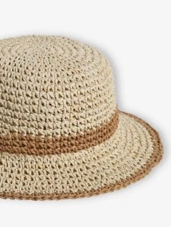 Chapeau Aspect Paille Effet Crochet Fille Bicolore - Bois -Vertbaudet Soldes Boutique chapeau aspect paille effet crochet fille bicolore 2