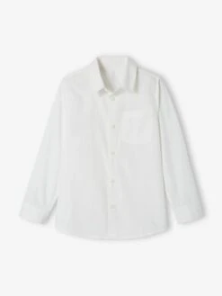 Chemise Blanche En Popeline Manches Longues Garçon - Blanc