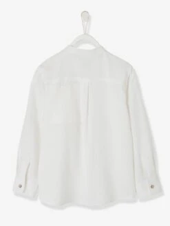 Chemise Col Mao En Coton/lin Garçon Manches Retroussables - Bleu Moyen -Vertbaudet Soldes Boutique chemise col mao en cotonlin garcon manches retroussables 23