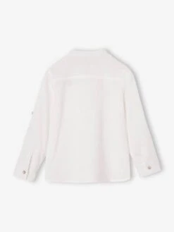 Chemise Col Mao En Coton/lin Garçon Manches Retroussables - Vert Sauge -Vertbaudet Soldes Boutique chemise col mao en cotonlin garcon manches retroussables 41