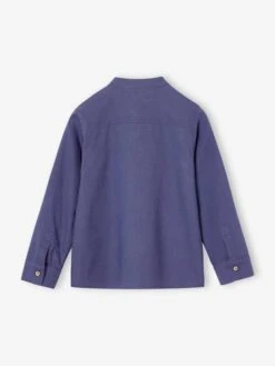 Chemise Col Mao En Coton/lin Garçon Manches Retroussables - Vert Sauge -Vertbaudet Soldes Boutique chemise col mao en cotonlin garcon manches retroussables 50