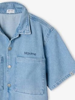 Chemise Denim Léger Manches Courtes Garçon - Denim Bleached -Vertbaudet Soldes Boutique chemise denim leger manches courtes garcon 4