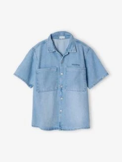 Chemise Denim Léger Manches Courtes Garçon - Denim Bleached -Vertbaudet Soldes Boutique chemise denim leger manches courtes garcon 6