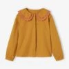 Chemise Double Col Oversize Brodé Fille - Moutarde -Vertbaudet Soldes Boutique chemise double col oversize brode fille