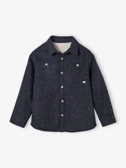 Chemise En Flanelle Doublée Garçon - Gris Chiné -Vertbaudet Soldes Boutique chemise en flanelle doublee garcon 2
