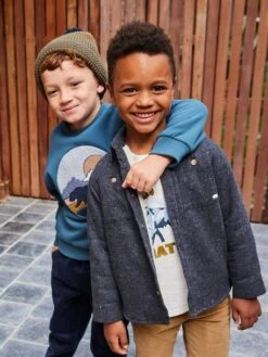 Chemise En Flanelle Doublée Garçon - Gris Chiné