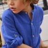 Chemise En Gaze De Coton Personnalisable Garçon Manches Retroussables - Bleu Moyen